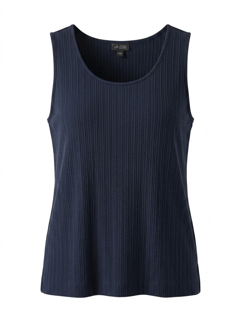 J. Jill Wearever Blue Ribbed Knit Scoop Neck Tank Top Women Size L